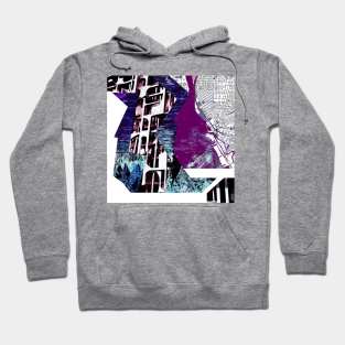 the city in bedrock map ecopop collage in dark Hoodie